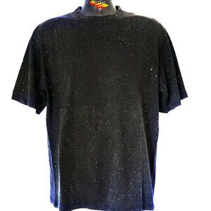 UNISEX BLACK COSMIC SWAROVSKI CRYSTAL DIAMOND ENCRUSTED OVERSIZED T SHIRT